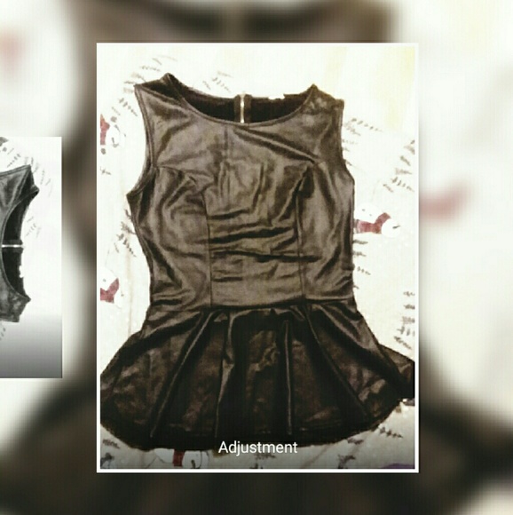 Tops - Black Leather Peplum Top